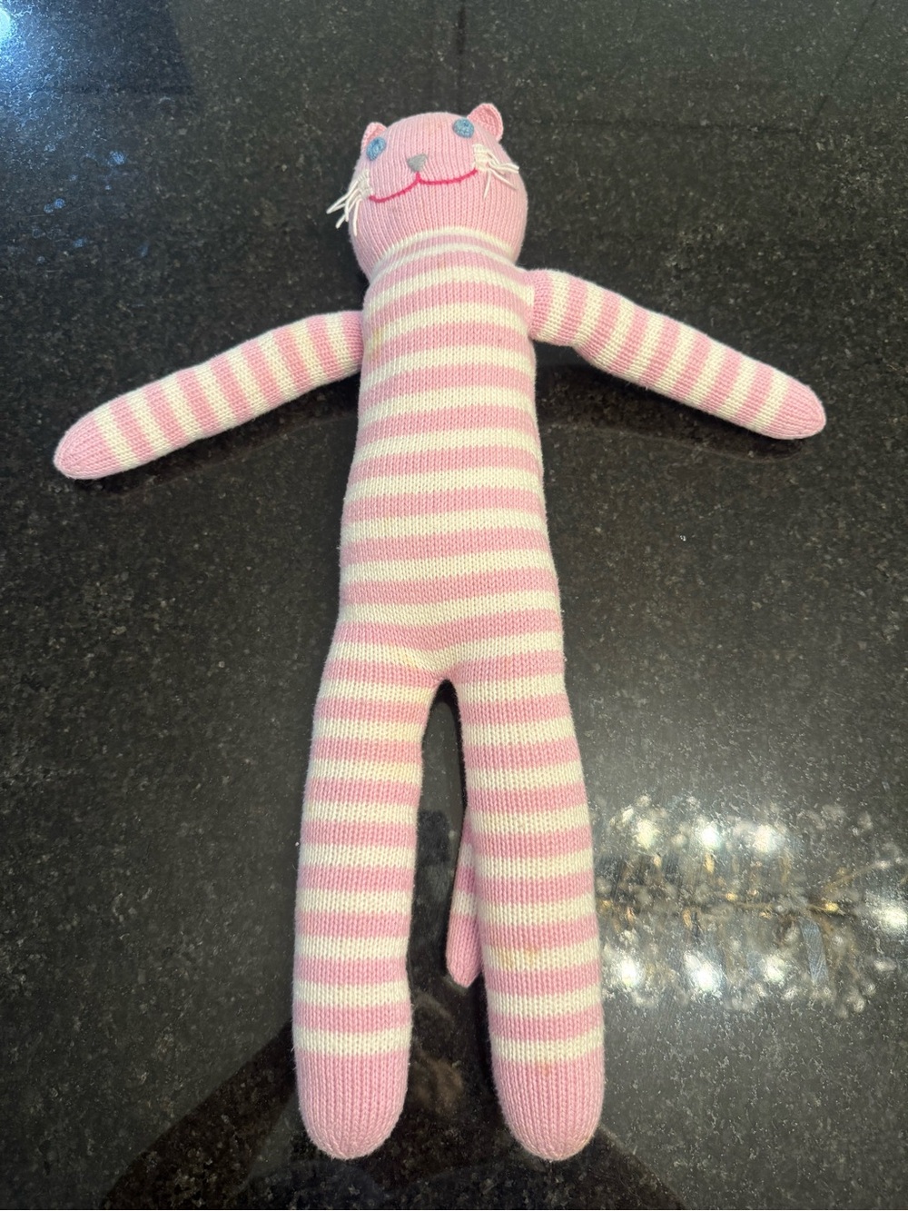 Cute Pink & White Striped Plush Cat Stuffed Animal